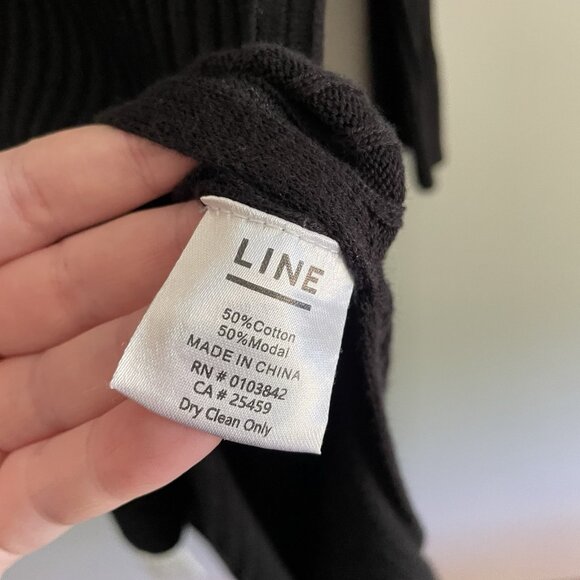 LINE The Label Women XS Black Ribbed Knit Side Slits V-Neck Long Duster Cardigan - Picture 9 of 11